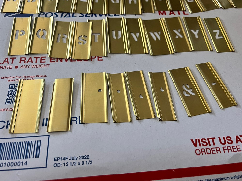 C.H. HANSON REUSABLE 36WM22 Stencils 34 Piece Single Letter Sets, Brass, 1/2 in