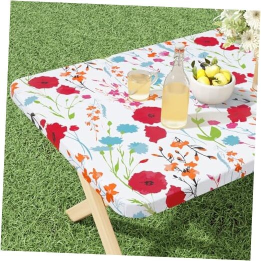 Rectangle Vinyl Tablecloth, Fitted Table 72" x 30" (Rectangular) Off White