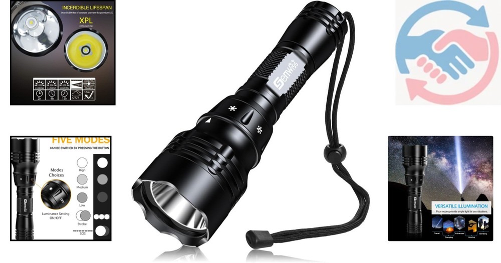 5-Mode 2000 Lumen Underwater Diving Light - Rechargeable and Durable Flashlight