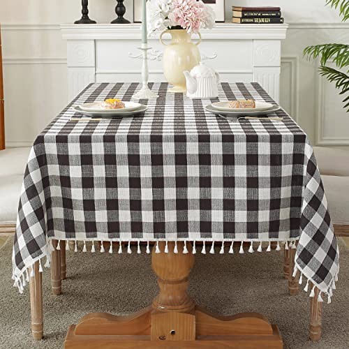 Checkered Tablecloth Rectangle Washable 70" x 55" (Rectangular) Black