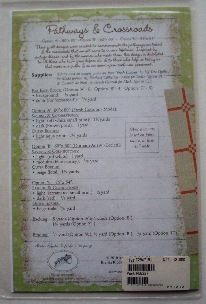 Pathways & Crossroads pieced quilt pattern *G