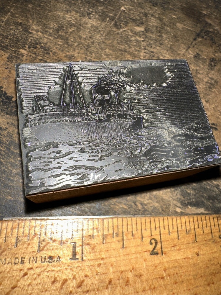 Print Block ( Old Steamship ) Nice Details!