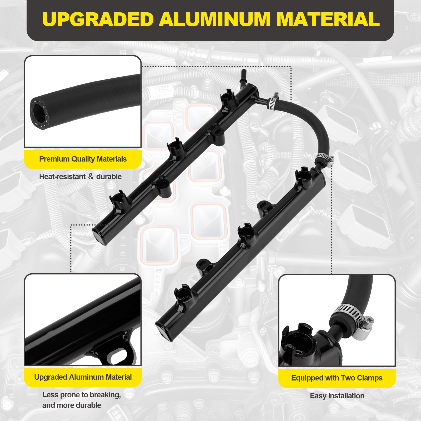 53034198AC Upgraded Full Aluminum Fuel Rail For 2011-25 Dodge Jeep Chrysler 3.6L