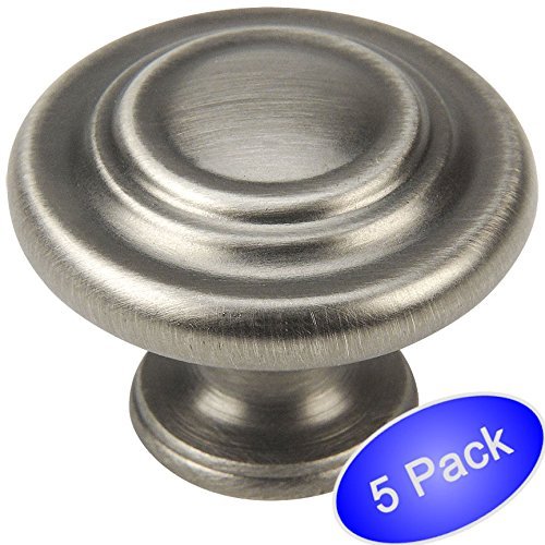 *5 Pack* Cosmas Antique Silver Round 3 Ring Cabinet Knobs #9971AS