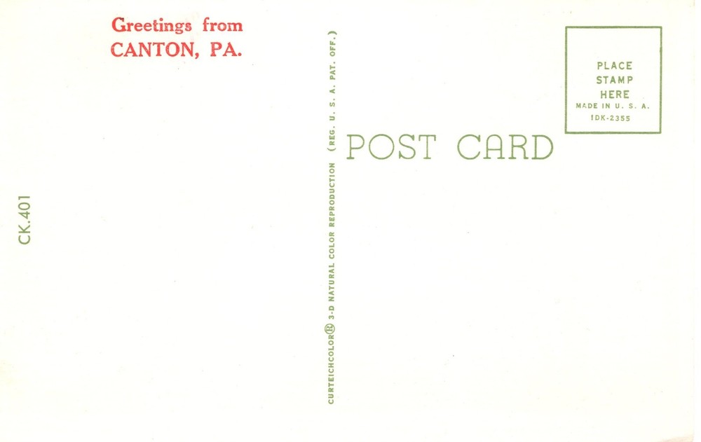 GREETINGS FROM CANTON, PA - PC3613