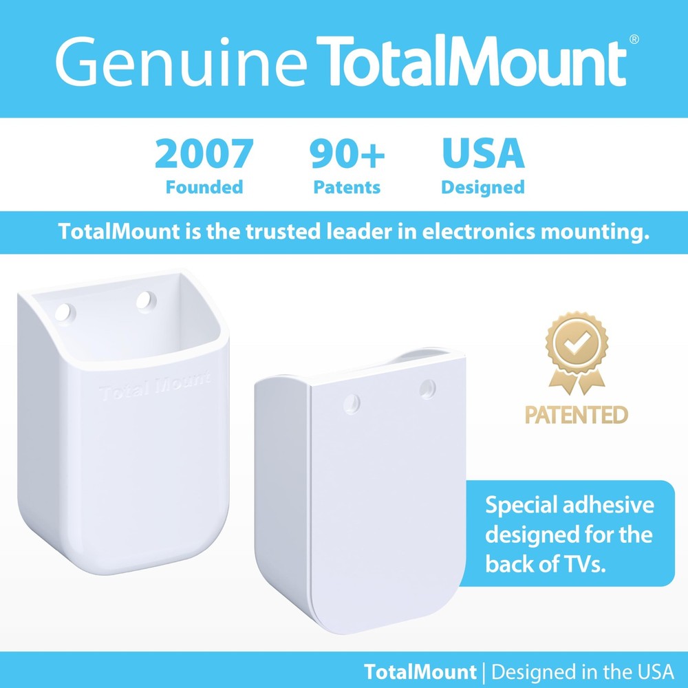 TotalMount Universal Remote Control Holder – Attaches Medium, Premium White