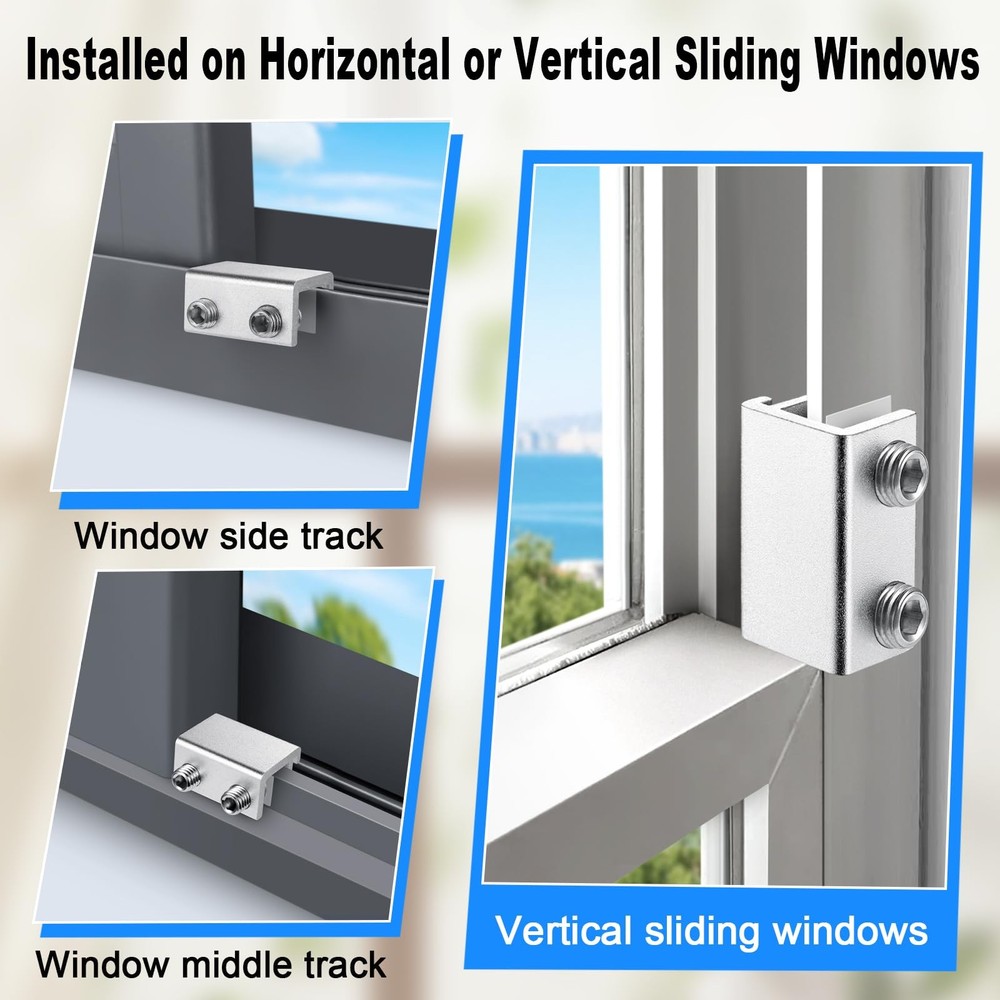 HYIEOU Sliding Window Locks (2 Sets), Secure Lock with Key, Silver