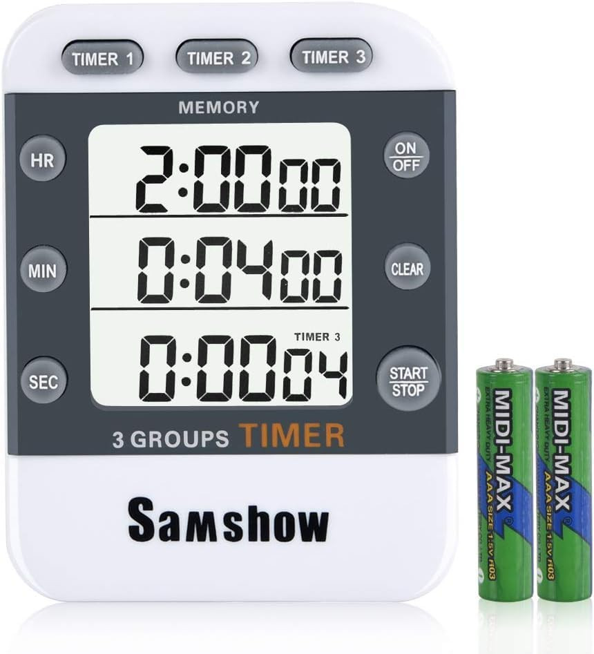 Digital Kitchen Timer Dual Timers 3 Channels Count Up/Down Timer Cooking Timer L