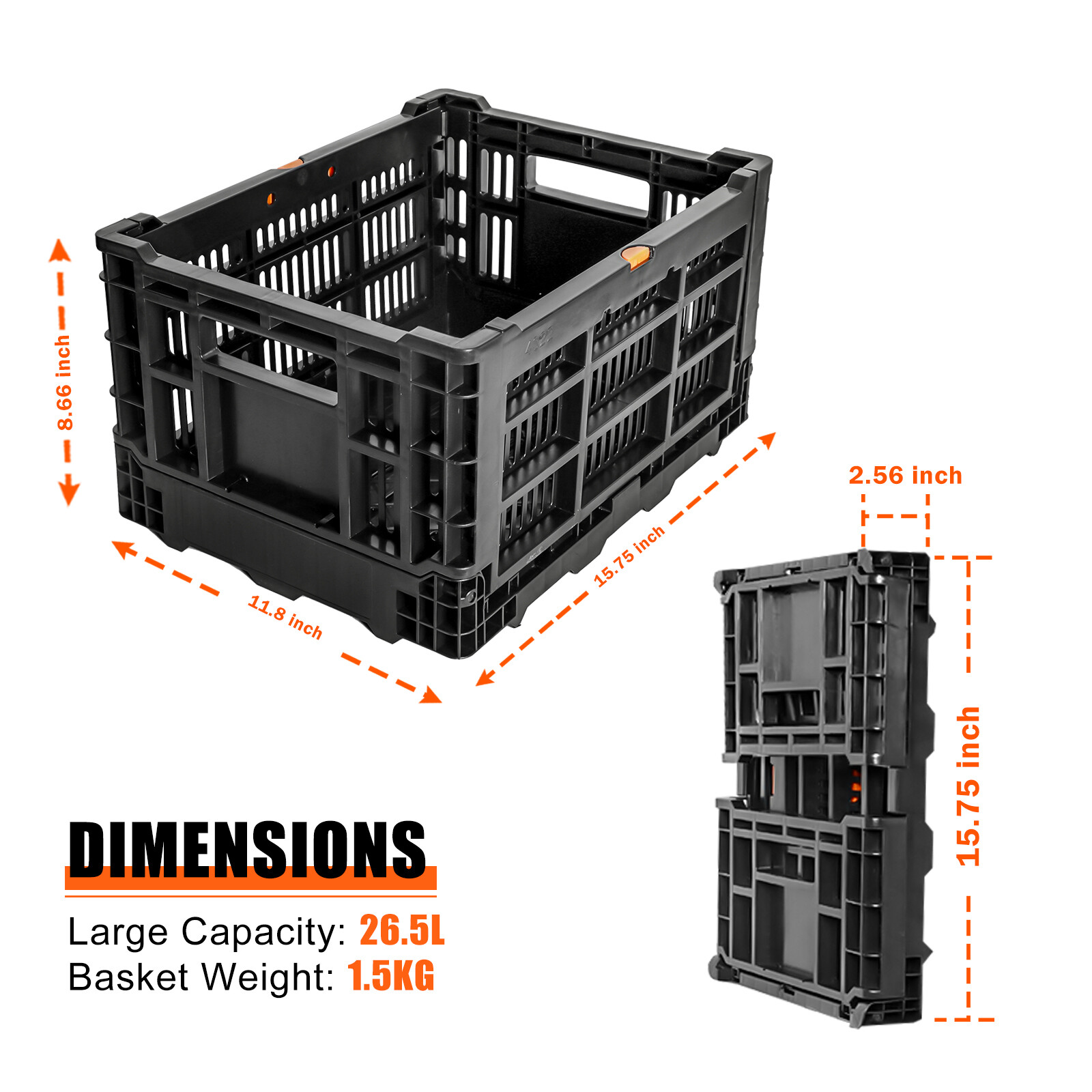 Bike Basket Rear 35L Large Capacity Foldable Bike Storage for Shopping Outings