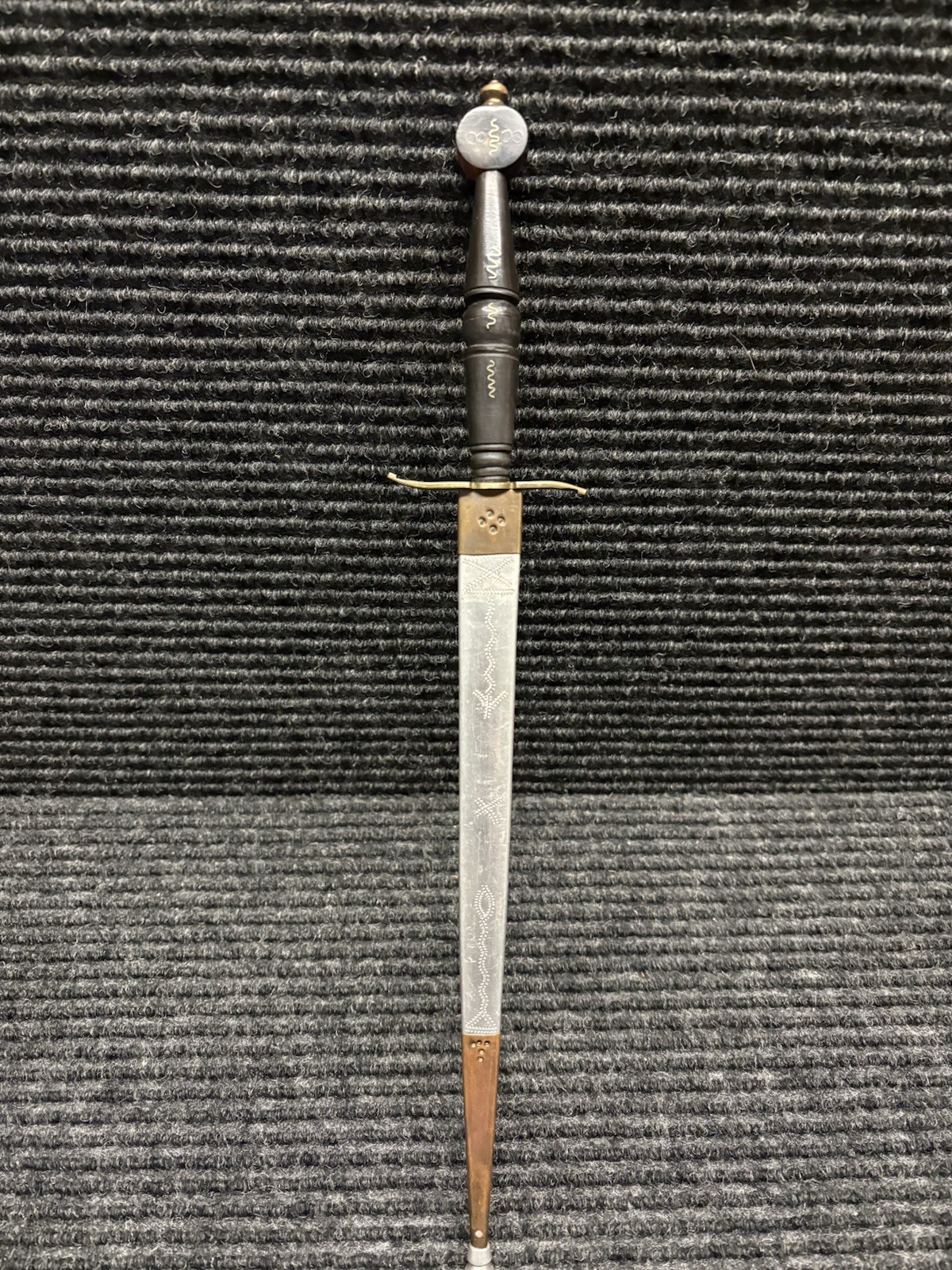 Vintage Luzon Philippine Dagger Engraved Brass Blade Scabbard Tourist Souvenir