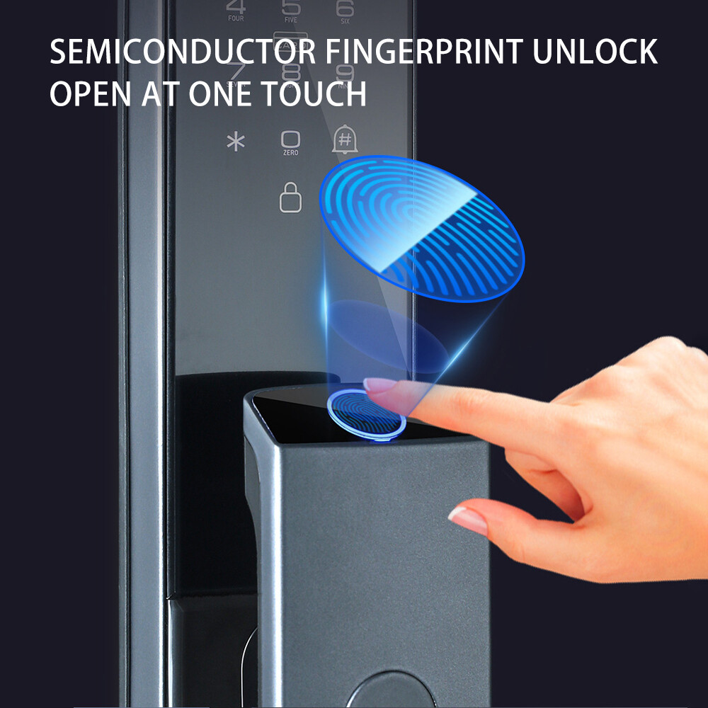 3D Face Recognition Fingerprint Password Smart Door Lock with Camera Security