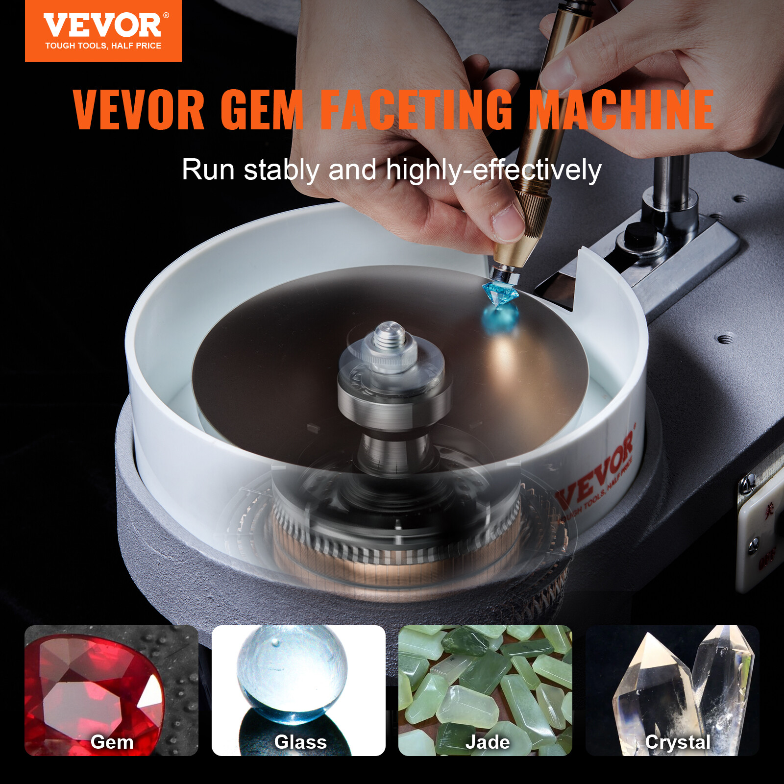 VEVOR Gem Faceting Machine 2800RPM Gemstone Grinding Jewelry Cutting Polisher