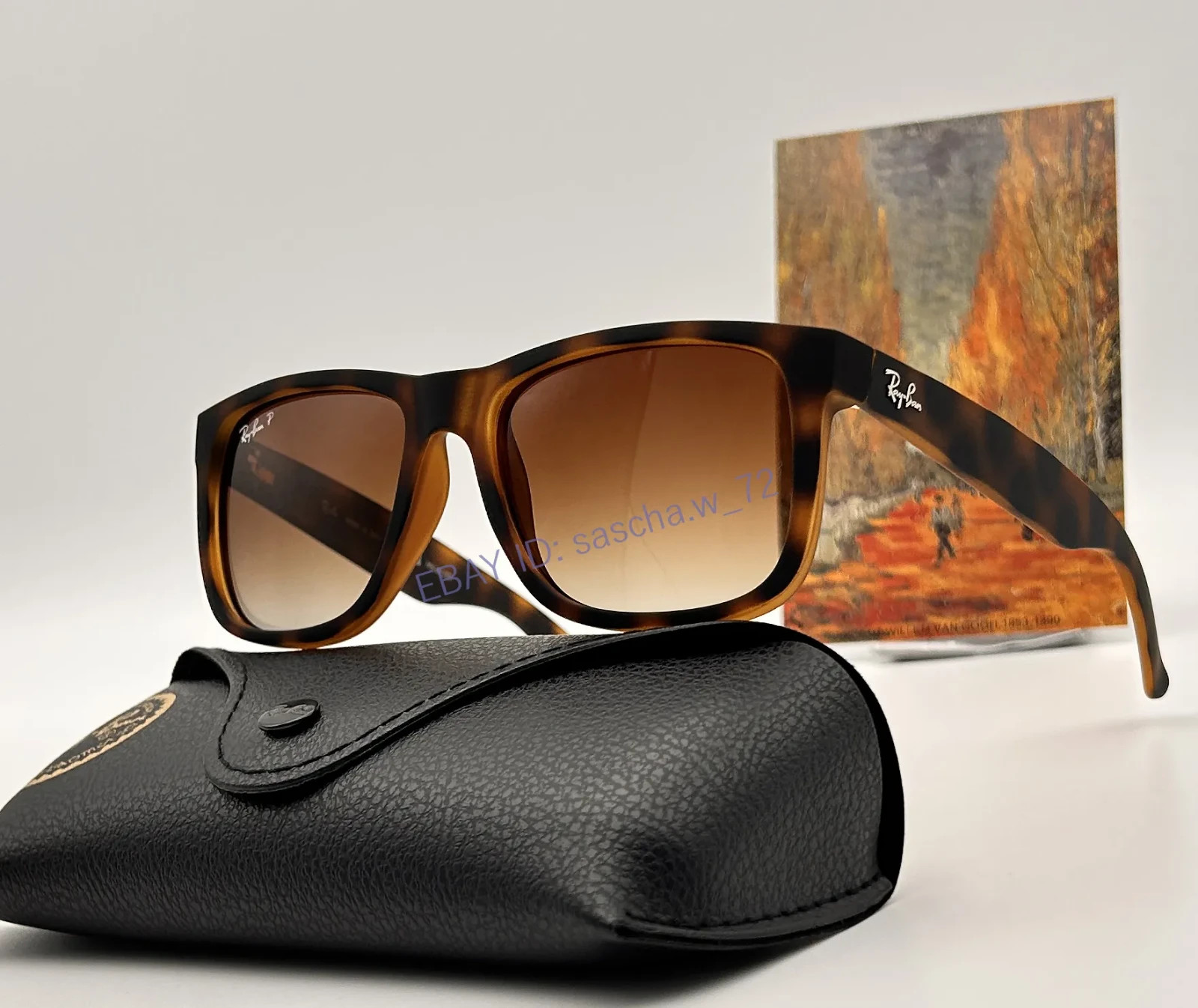 Ray-Ban RB4165 Justin 54mm Polarized Sunglasses Matte Tortoise Grey Brown Lenses