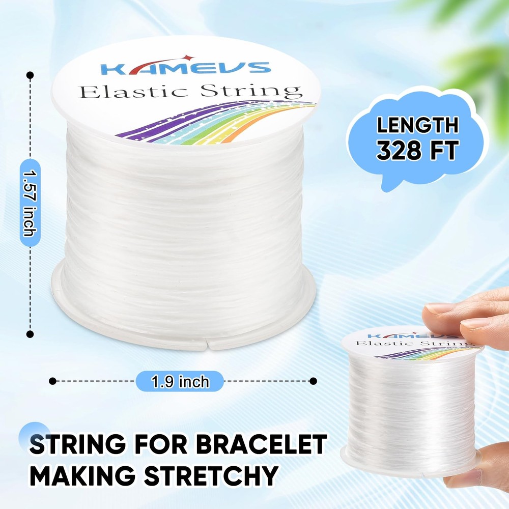 KAMEVS White Elastic String, Flat Width 1mm, String for
