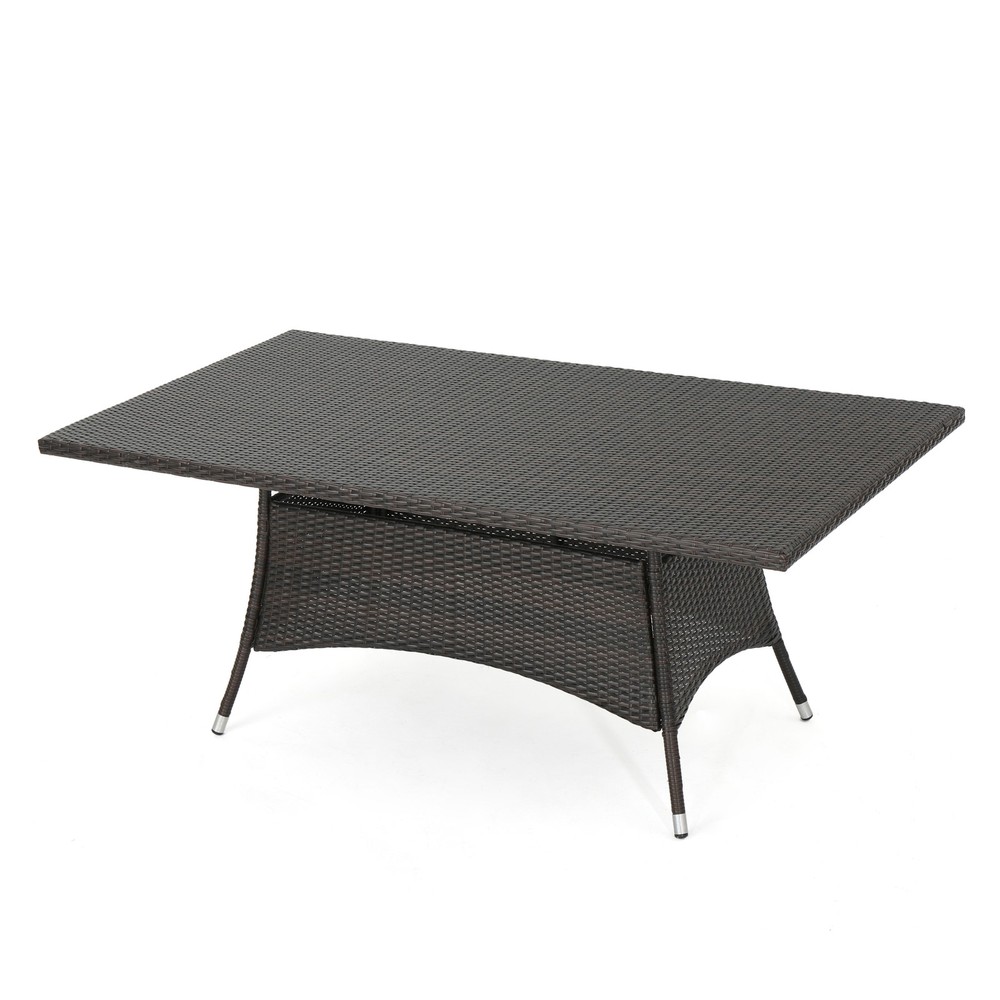 Modern Rectangular Wicker Dining Table for Outdoor Patio