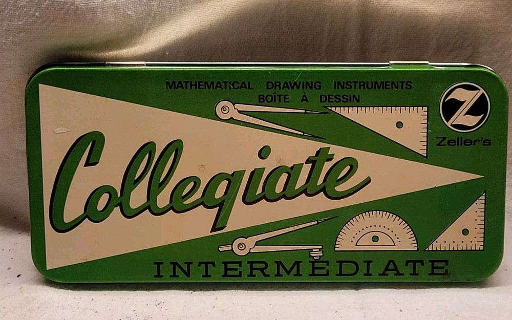 COLLEGIATE INTERMEDIATE HELIX MATHEMATICAL DRAFTING INSTRUMENTS FULL SET TIN BOX