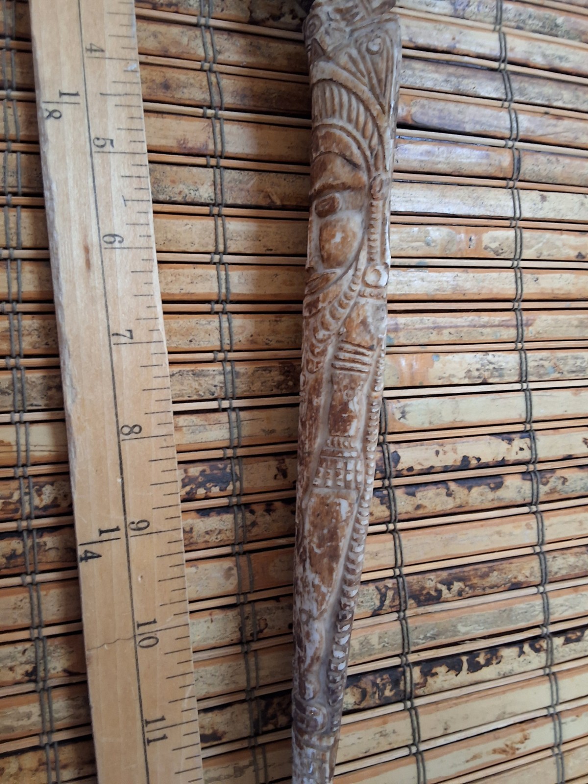 Papua New Guinea Rat Tooth Carved Dagger Bird Motif 17"