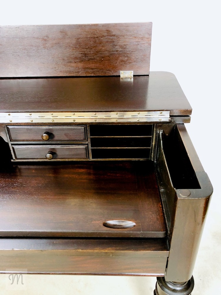 H.E. Shaw Spinet Writing Desk in solid dark Mahogany c.1900