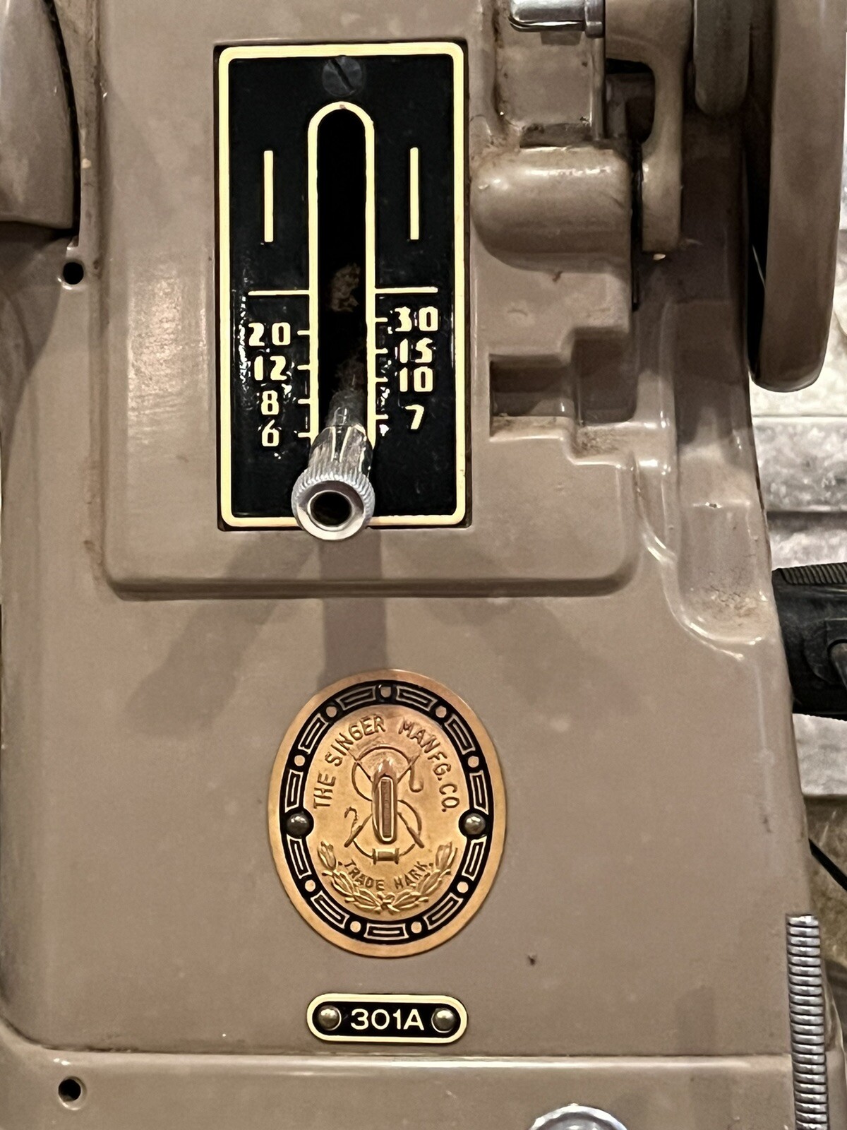 Vintage Heavy Duty Singer 301A Sewing Machine w/ Case & Original Accessories.