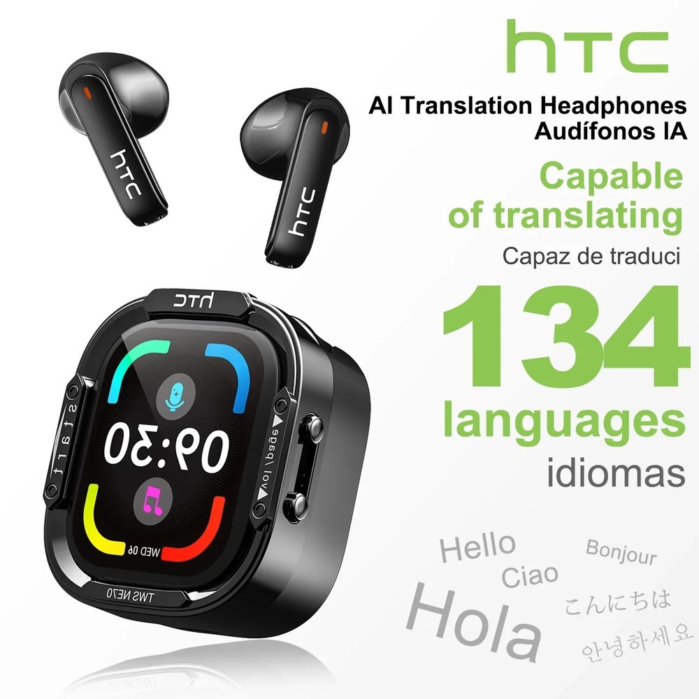 HTC NE70 Bluetooth 6.0 AI Translator Smart Touchscreen Buds TWS Gaming Headset