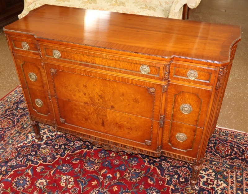 Early 20th Century French Style Burl & Satinwood Inlaid Chest Dresser Commode