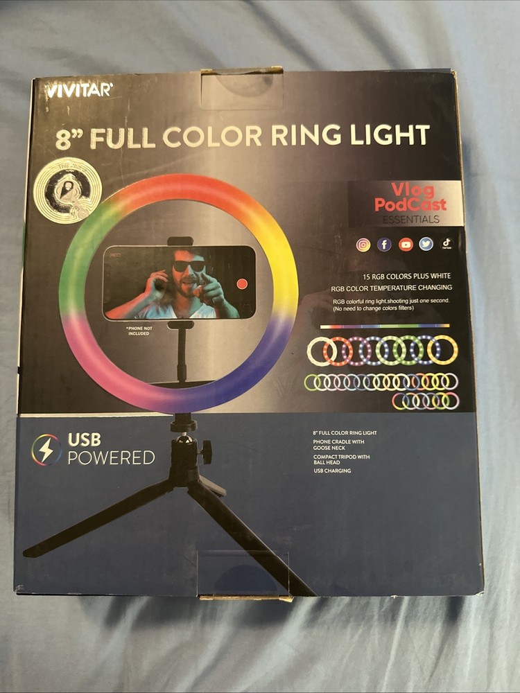 Vivitar 8” Full Color Ring Light USB Powered