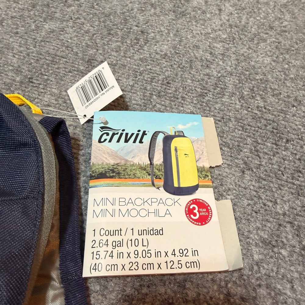 NEW Crivit Mini Backpack Black Yellow Bag Padded Panel Adjustable Shoulder Strap