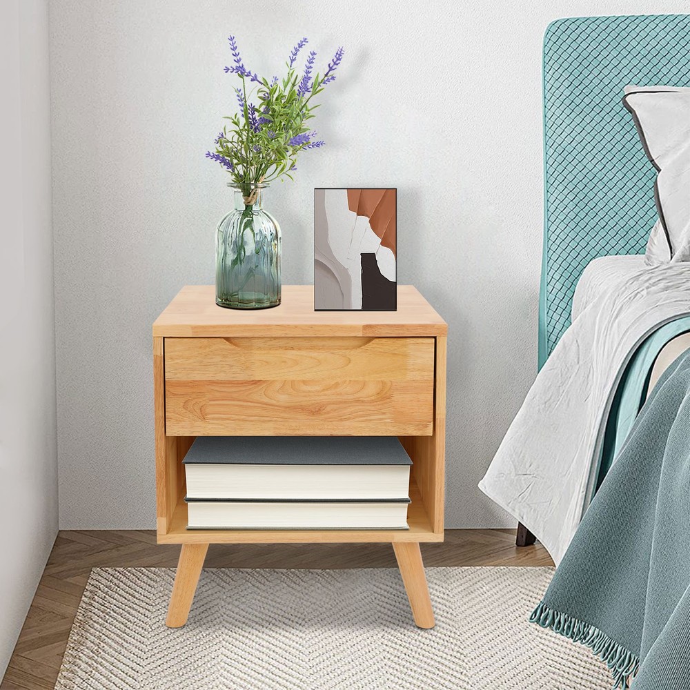 Modern Rectangular Sofa Side Table Bedside Table With Drawer Wood Color NEW/US