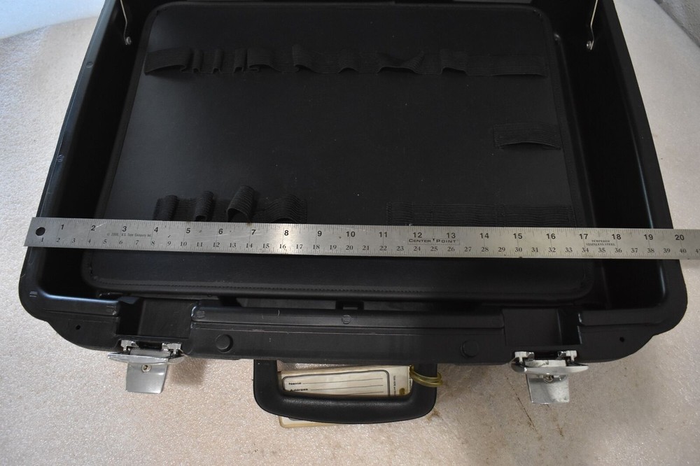 TECHNI-TOOL TECHNICIAN TOOLBOX, BLACK HARD SIDED W/ DIVIDERS & LOCKS, VINTAGE