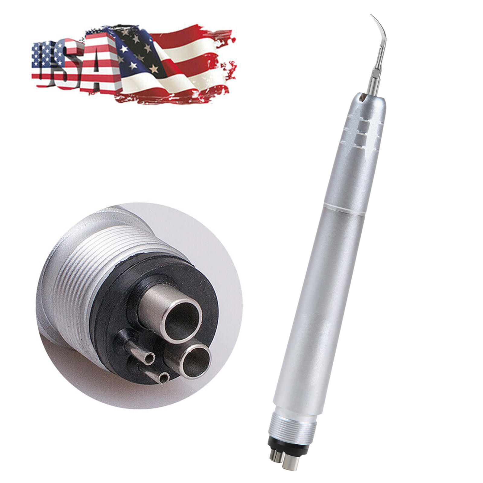 Dental Piezo Ultrasonic Air Scaler Handpiece Hygienist 4Holes With 3 Tips/ 10 G3