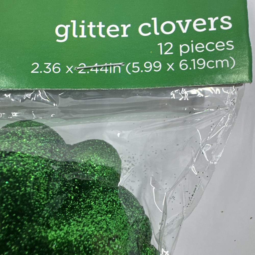 St Patrick’s Day Glitter Leaf Clover Decor-12pc