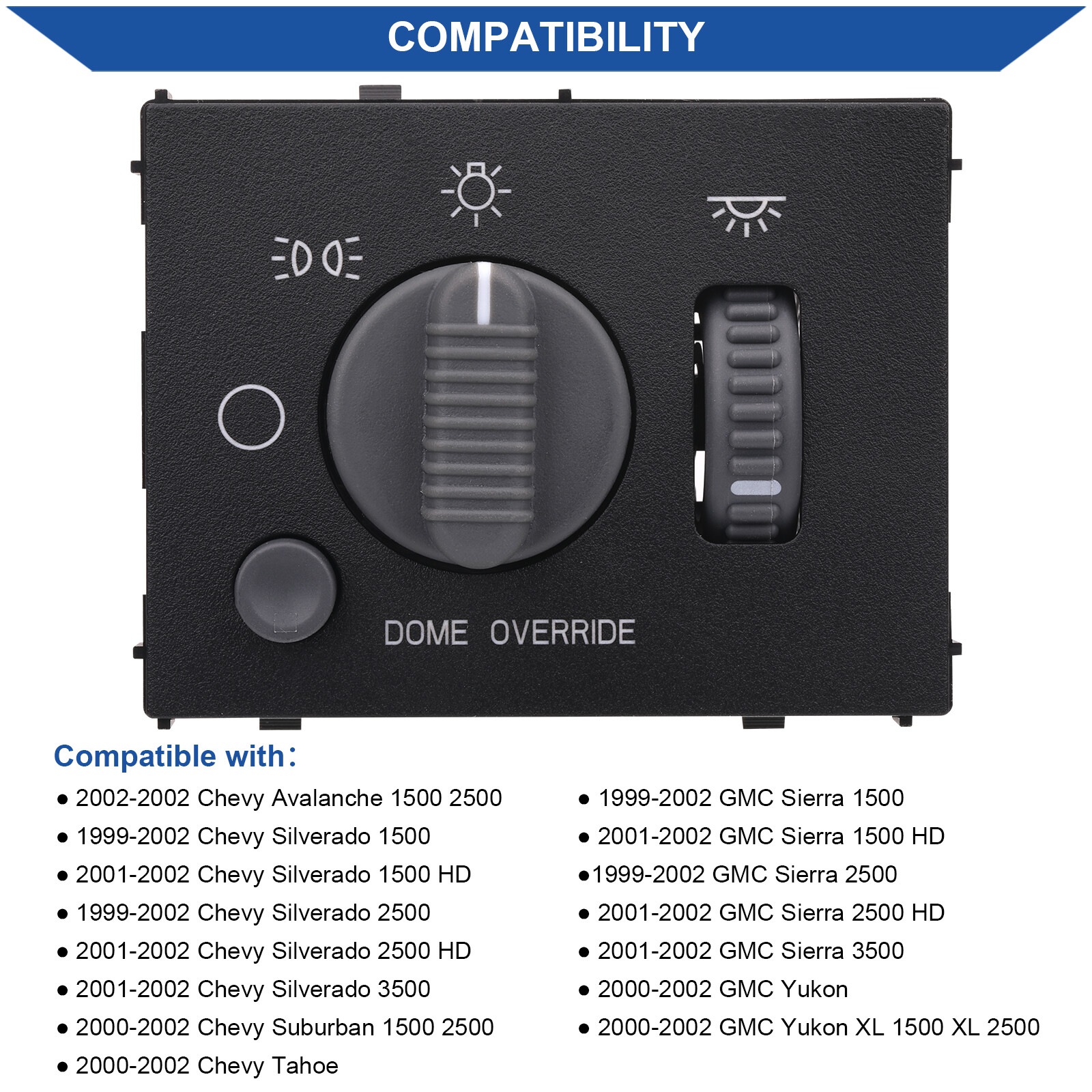 Headlight Dimmer Headlamp Switch Button for 1999-2002 Chevy Silverado GMC Sierra