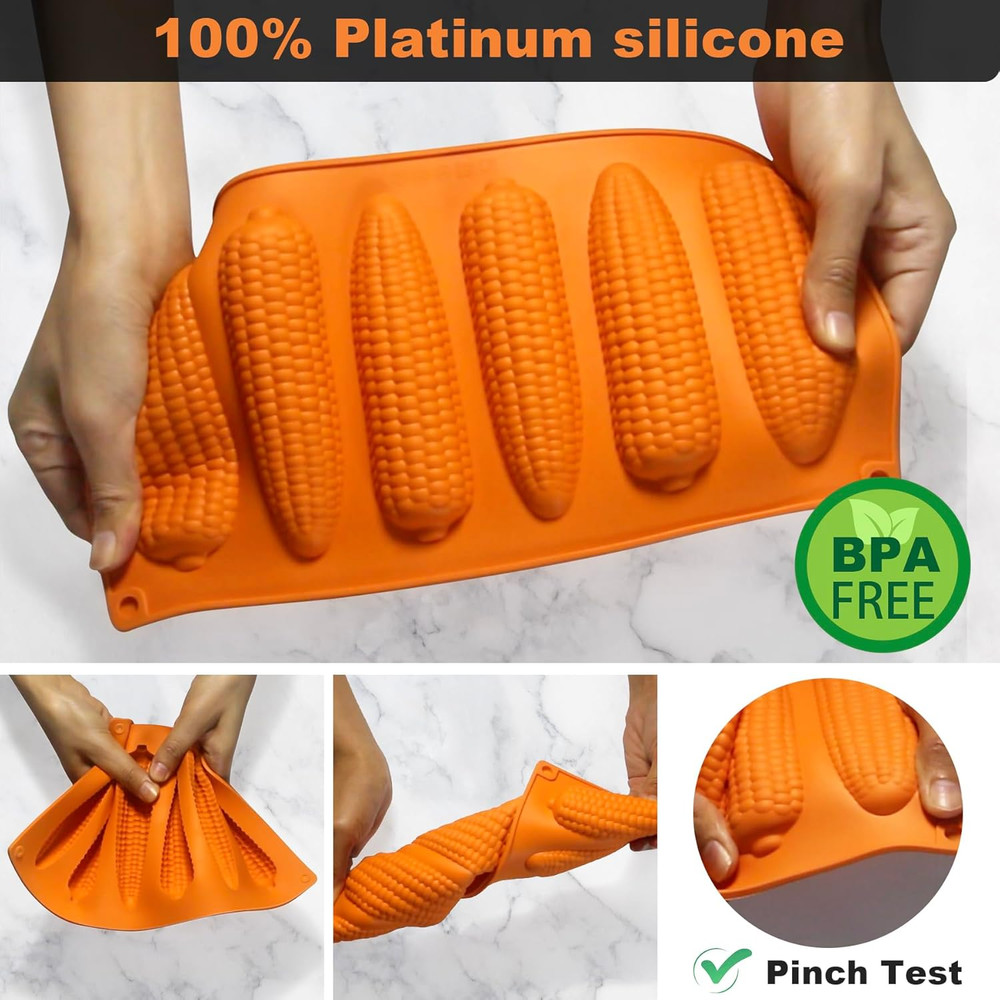 Corn Stick Bread Pan, Silicone Corn Cob Bread Molds for Baking,Cornbread Pan for