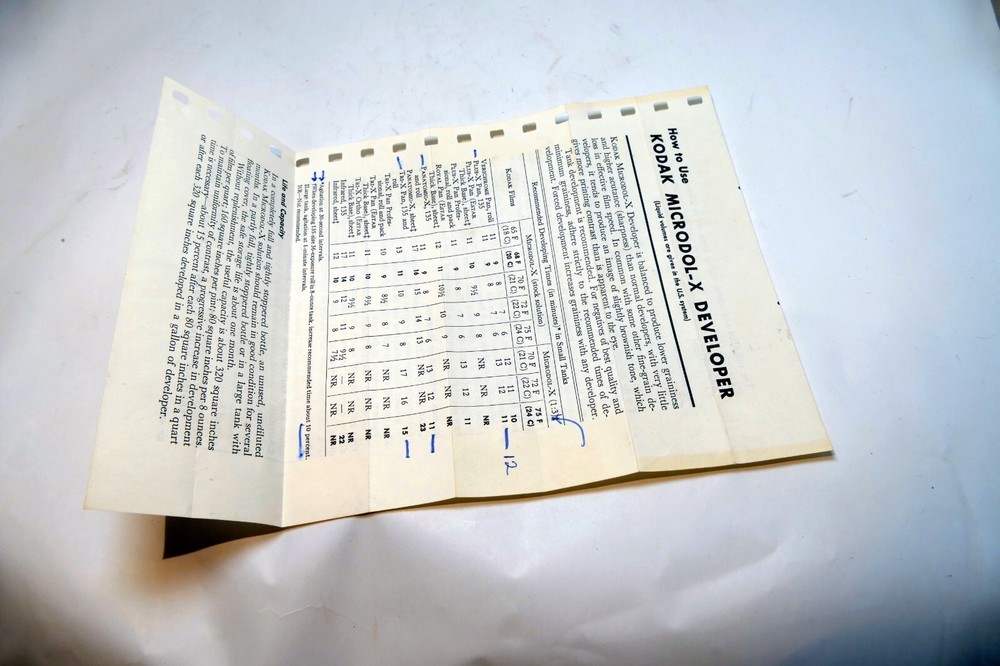 " How to use" Kodak Microdol-X Developer volumes guide