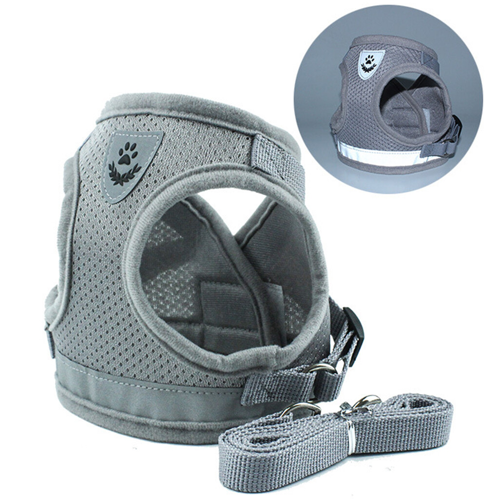 Small Dog Puppy Pet Harness Breathable Mesh And Leash Set Vest Chest Strap XS-XL
