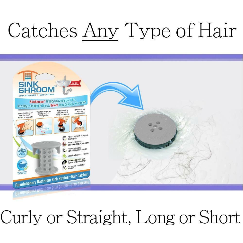 SinkShroom Gray Revolutionary Hair Catcher Drain Protector Strainer by TubShroom