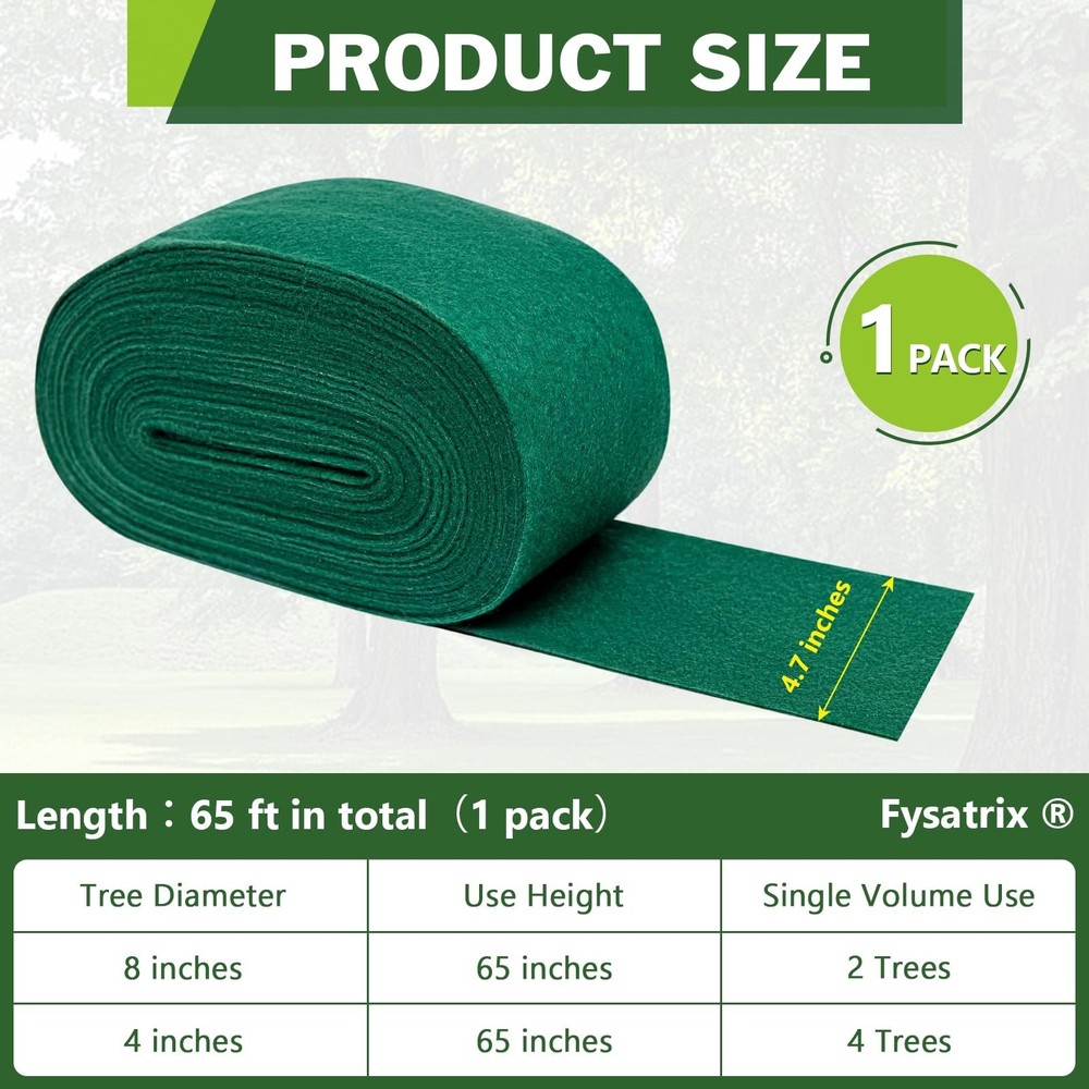 65Ft Tree Wrap 1 Pack(Total 65Ft), 3-Layer, 4.7" Width, Trunk Protector, Brea...