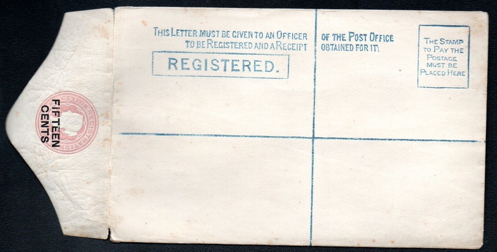 Ceylon registered envelope RE20 mint vf 1888 Cat.$25.00