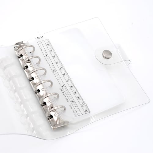 A7 Mini 6-Ring PVC Transparent Binder with Clear Ring Pockets (2 Sheets)
