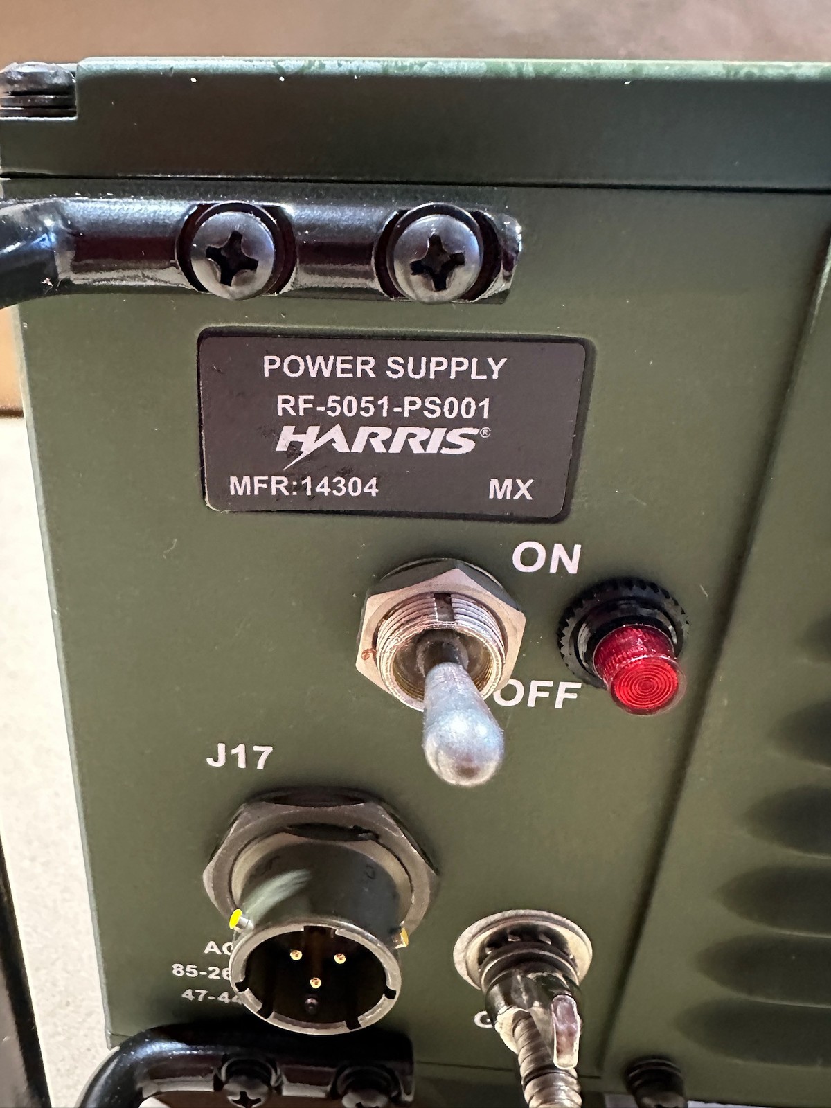 L3 Harris RF-5051-PS001 Power Supply w/ Vehicle Shock Mount & DC Power Cable