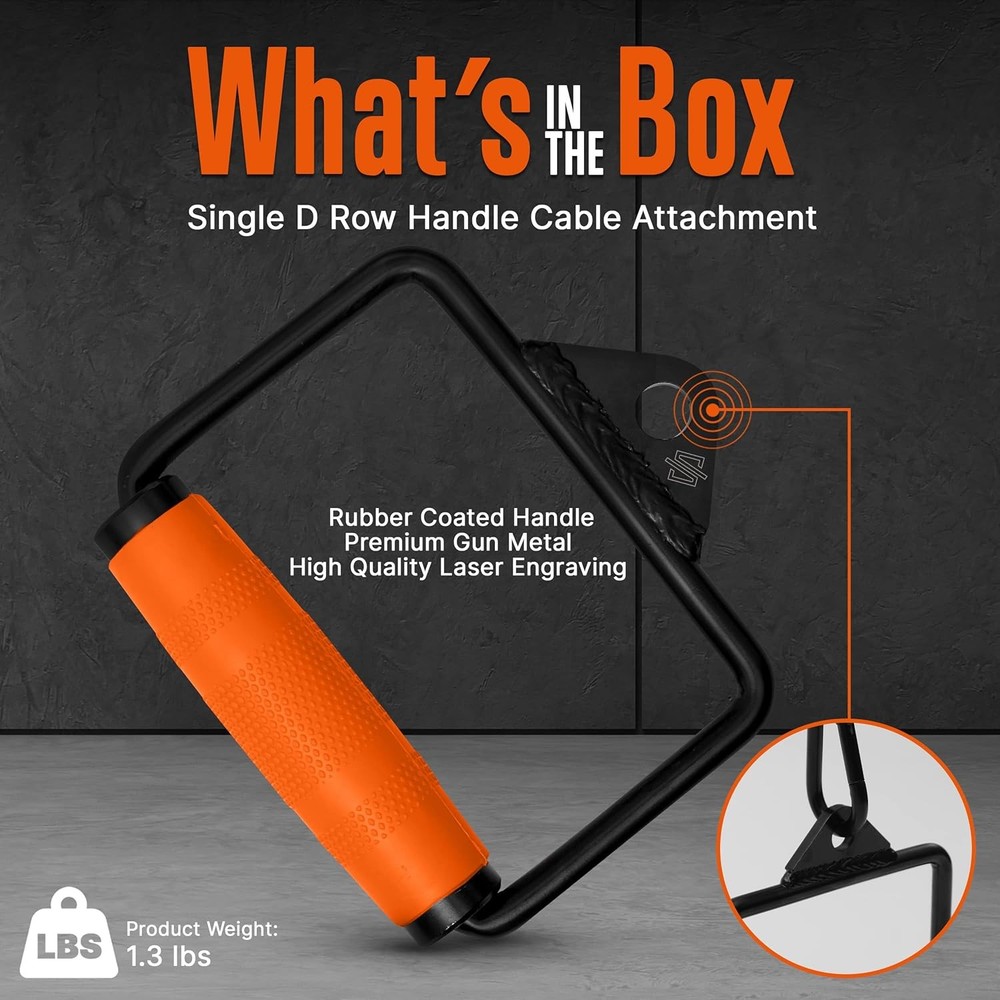 Single D Row Handle Cable Attachment- Non-Slip Handle for Weight Workout