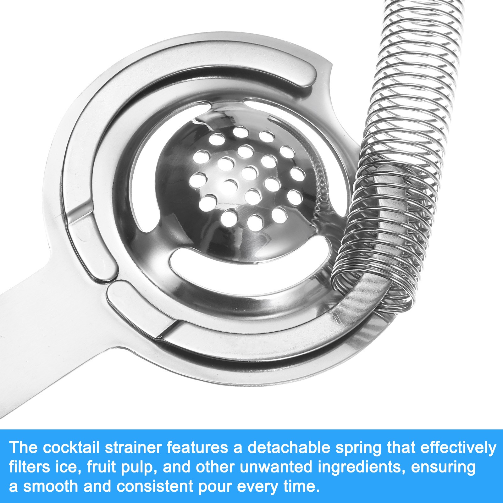 Cocktail Strainer, 1pcs - Stainless Steel Bar Strainer (Silver Tone, 160mm)