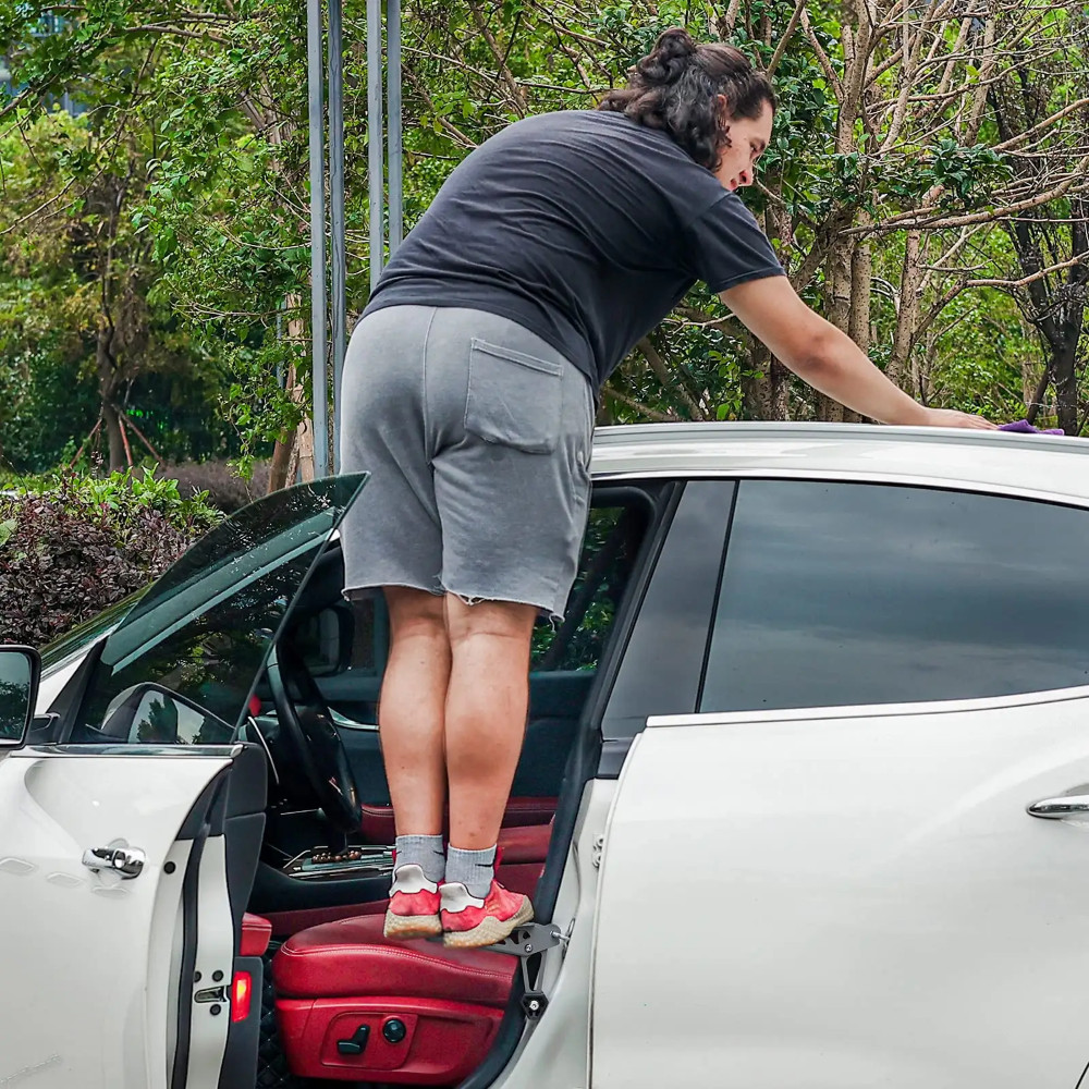 Car Door Step, Foldable Door Latch Hook Step Both Foot Stand Pedal Ladder Univer