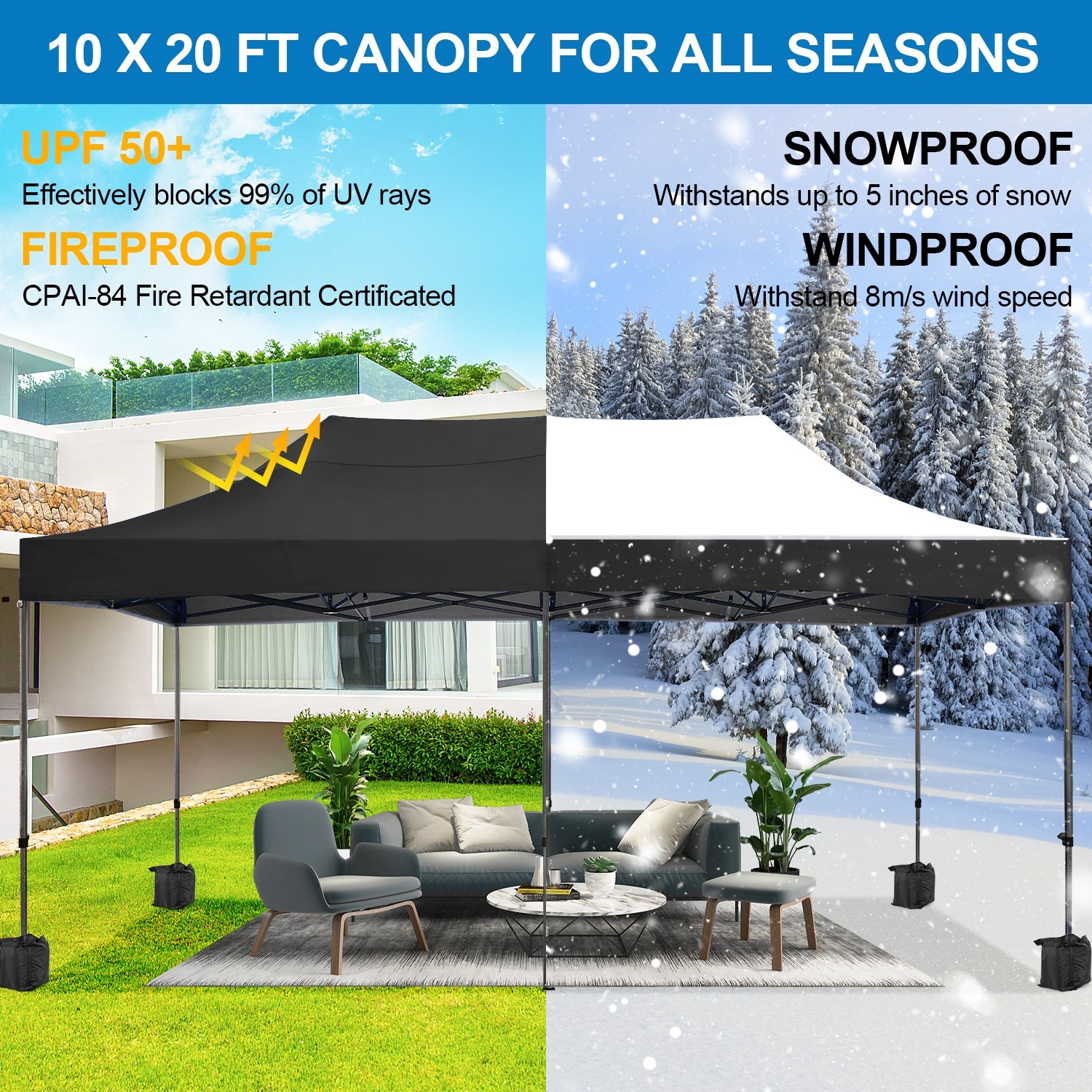 10x20ft Heavy Duty Pop up Canopy Tent Waterproof Outdoor Wedding Party Gazebo