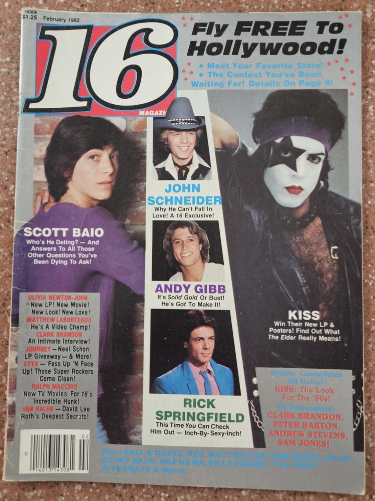 16 Magazine February 1982 KISS, BAIO, SPRINGFIELD, GIBB
