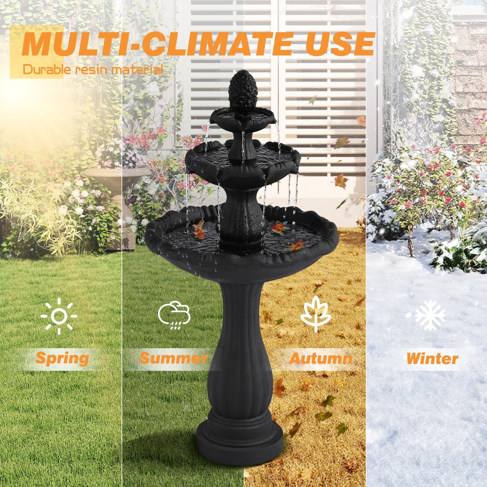 Italian Feature Faux Stone Freestanding Outdoor Water Fountain