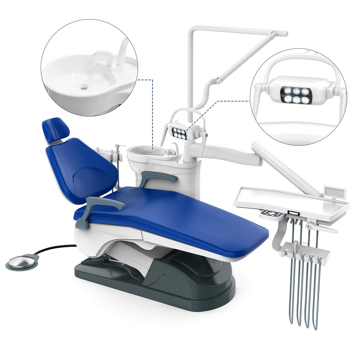Unidad de Silla Dental Sillon Motor DC Cuero Duro PU/Kit de Pieza de Mano USA