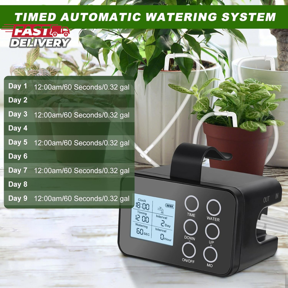 Automatic Plant Waterer Indoor: Drip Irrigation System with Large Display, Easy