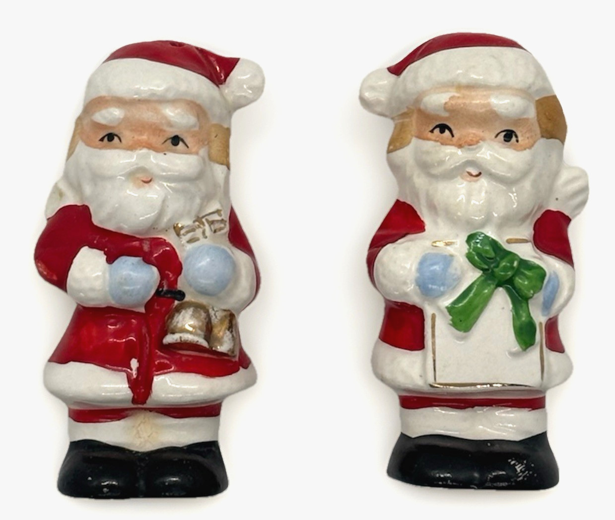 Vtg Santa Claus Salt & Pepper Shakers w Cork Stoppers 50's Christmas Japan 3.25”