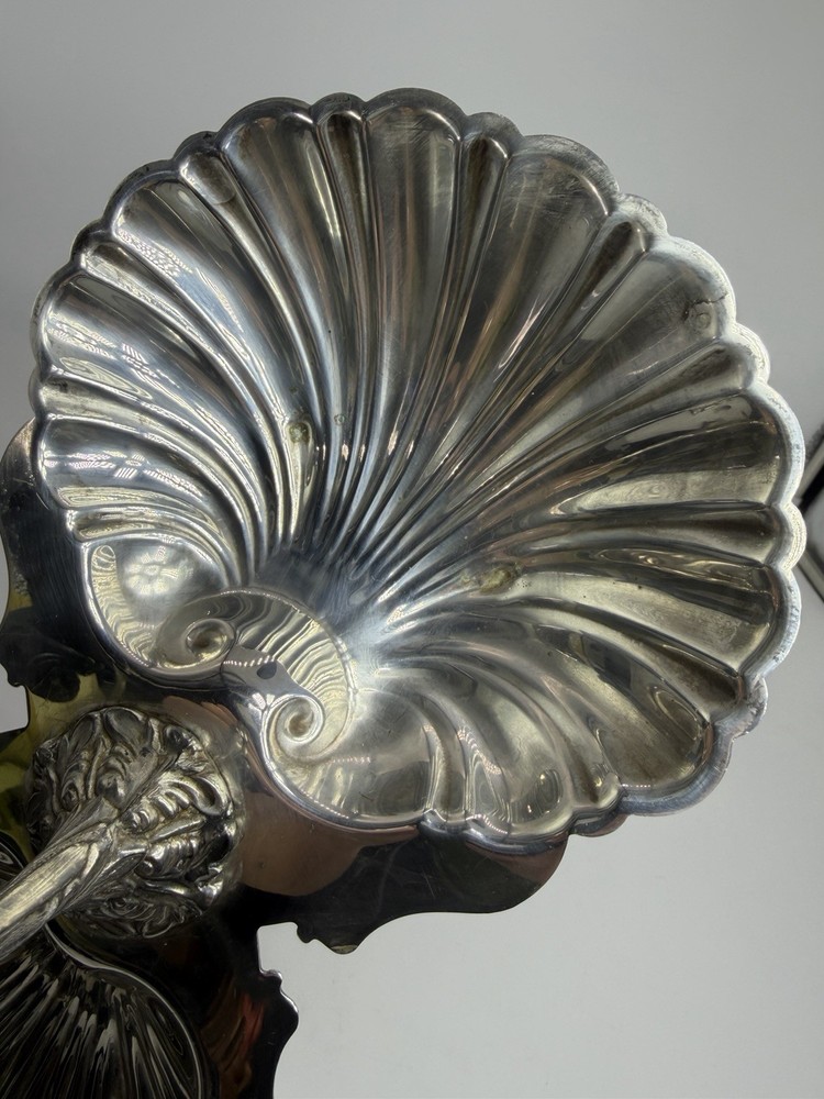 Vtg Crescent Silver Co Plated Double Clam Shell Serving Dish Trinket Tray Footed